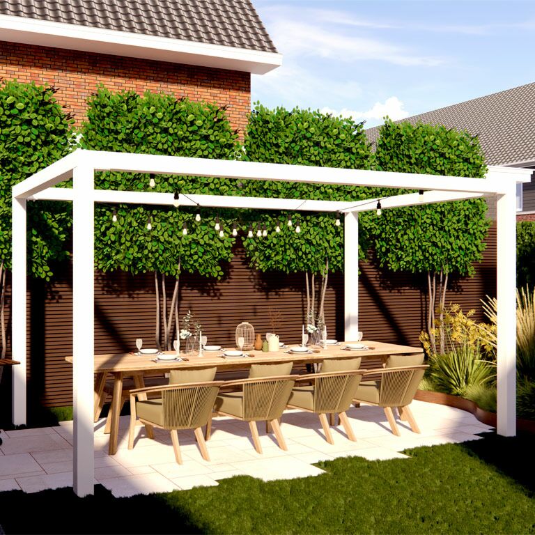 Gepoedercoat staal pergola vierkant opstelling 324 x 250 cm