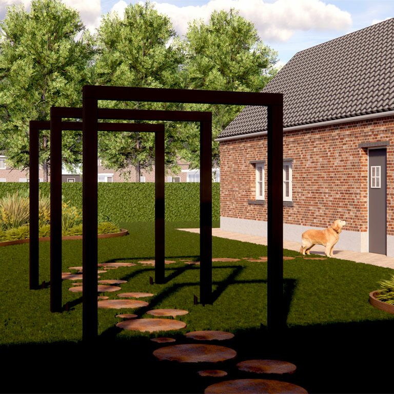 Gepoedercoat staal pergola recht 400 cm